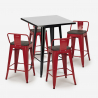 set 4 taburetes industriales mesa de centro metal negro 60 x 60 cm buch black 
