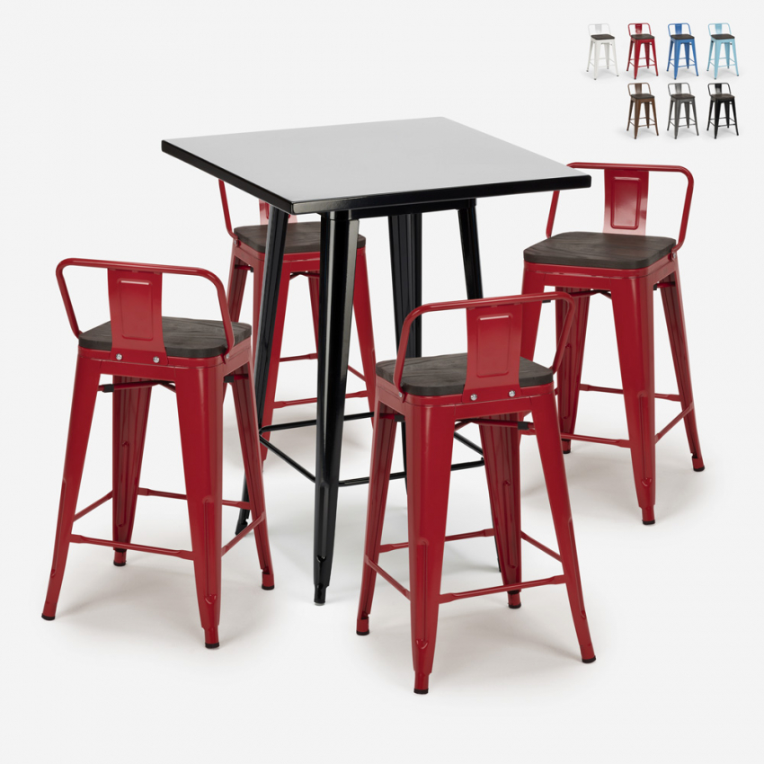 set 4 taburetes industriales mesa de centro metal negro 60 x 60 cm buch black Stock set 4 taburetes industriales mesa de centro metal negro 60 x 60 cm buch black Stock