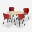Conjunto 4 sillas mesa cuadrada 80 x 80 cm diseño industrial Claw Light Precio