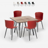 Conjunto mesa cuadrada 80 x 80 cm 4 sillas madera metal estilo industrial Claw Oferta