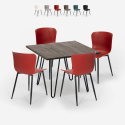 Conjunto mesa 80 x 80 cm cuadrada 4 sillas estilo industrial metal Claw Dark Descueto