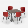 Conjunto mesa 80 x 80 cm cuadrada 4 sillas estilo industrial metal Claw Dark Precio