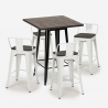 conjunto 4 taburetes mesa industrial 60 x 60 cm madera metal peaky black Medidas
