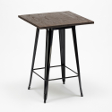 conjunto 4 taburetes mesa industrial 60 x 60 cm madera metal peaky black 