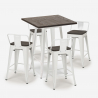 set 4 taburetes madera metal mesa industrial 60 x 60 cm peaky white Modelo