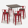 set 4 taburetes madera metal mesa industrial 60 x 60 cm peaky white 