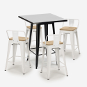conjunto mesa metal negro 60 x 60 cm 4 taburetes bar cocina bucket steel black Elección