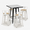 conjunto mesa metal negro 60 x 60 cm 4 taburetes bar cocina bucket steel black Elección