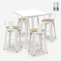 conjunto bar 4 taburetes industriales mesa 60 x 60 cm blanco bucket steel white Promoción