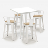 conjunto bar 4 taburetes industriales mesa 60 x 60 cm blanco bucket steel white Catálogo