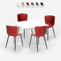 conjunto mesa cuadrada diseño industrial Lix 80 x 80 cm 4 sillas wrench light Rebajas