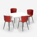 conjunto mesa cuadrada diseño industrial Lix 80 x 80 cm 4 sillas wrench light Medidas
