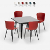 conjunto 4 sillas mesa 80 x 80 cm Lix cuadrada estilo industrial wrench dark Rebajas