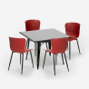 conjunto 4 sillas mesa 80 x 80 cm Lix cuadrada estilo industrial wrench dark Medidas