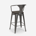 set 4 taburetes metal industrial mesa alta 60 x 60 cm bruck wood black 