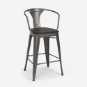 set 4 taburetes metal industrial mesa alta 60 x 60 cm bruck wood black 