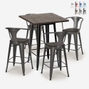 set 4 taburetes metal industrial mesa alta 60 x 60 cm bruck wood black Catálogo