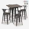 set 4 taburetes metal industrial mesa alta 60 x 60 cm bruck wood black Catálogo
