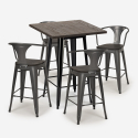 set 4 taburetes metal industrial mesa alta 60 x 60 cm bruck wood black Compra