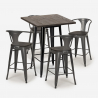 set 4 taburetes metal industrial mesa alta 60 x 60 cm bruck wood black Compra