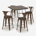 conjunto 4 taburetes bar mesa 60 x 60 cm madera metal bruck wood white Coste
