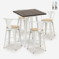 conjunto mesa alta bar cocina 60 x 60 cm 4 taburetes bruck white top light Promoción