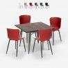 conjunto mesa cuadrada 80 x 80 cm Lix diseño industrial 4 sillas anvil Descueto