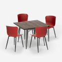 conjunto mesa cuadrada 80 x 80 cm Lix diseño industrial 4 sillas anvil Precio