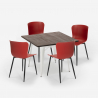 conjunto de 4 sillas mesa cuadrada Lix 80 x 80 cm madera metal anvil light Medidas