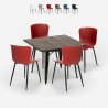 juego mesa cuadrada 80 x 80 cm Lix 4 sillas estilo industrial anvil dark Rebajas