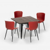 juego mesa cuadrada 80 x 80 cm Lix 4 sillas estilo industrial anvil dark Medidas