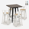 conjunto 4 taburetes mesa industrial 60 x 60 cm madera metal rough black Oferta