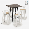 conjunto 4 taburetes mesa industrial 60 x 60 cm madera metal rough black Oferta