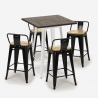 conjunto mesa bar 60 x 60 cm diseño industrial 4 taburetes rough white Modelo