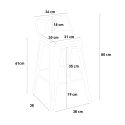 conjunto mesa bar 60 x 60 cm diseño industrial Lix 4 taburetes rough white 