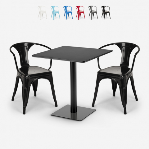 Juego mesa Horeca 70 x 70 cm 2 sillas diseño industrial Starter Dark