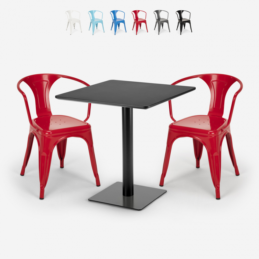 Juego mesa Horeca 70 x 70 cm 2 sillas diseño industrial Starter Dark Catálogo