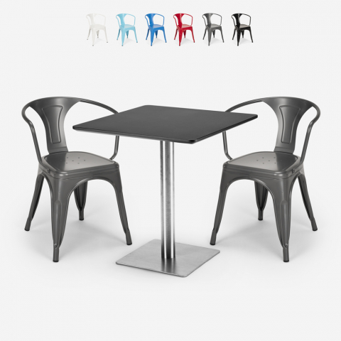 juego 2 sillas Lix mesa 70 x 70 cm horeca bar restaurante starter silver Promoción
