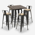 juego 4 taburetes madera metal vintage mesa alta bar 60 x 60 cm axel black Descueto