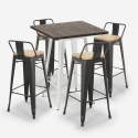 juego mesa madera metal alto bar 60 x 60 cm 4 taburetes vintage axel white Rebajas