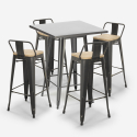 juego bar cocina 4 taburetes vintage mesa 60 x 60 cm alto industrial rush Rebajas