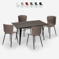 juego mesa de comedor 120 x 60 cm Lix diseño industrial 4 sillas ruler Promoción