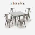 juego cocina bistró 4 sillas vintage estilo Lix mesa industrial 80 x 80 cm state Promoción