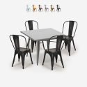 juego cocina bistró 4 sillas vintage estilo Lix mesa industrial 80 x 80 cm state Rebajas
