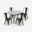 juego cocina bistró 4 sillas vintage estilo Lix mesa industrial 80 x 80 cm state Medidas