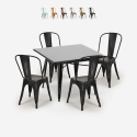 juego 4 sillas vintage industrial estilo Lix mesa negra 80 x 80 cm state black Descueto