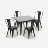 juego 4 sillas vintage industrial estilo mesa negra 80 x 80 cm state black Precio