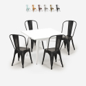 juego 4 sillas industrial estilo mesa metal 80 x 80 cm blanco state white Rebajas