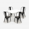 juego 4 sillas industrial estilo mesa metal 80 x 80 cm blanco state white Medidas