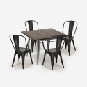 juego mesa de comedor industrial 80 x 80 cm 4 sillas vintage diseño burton Precio